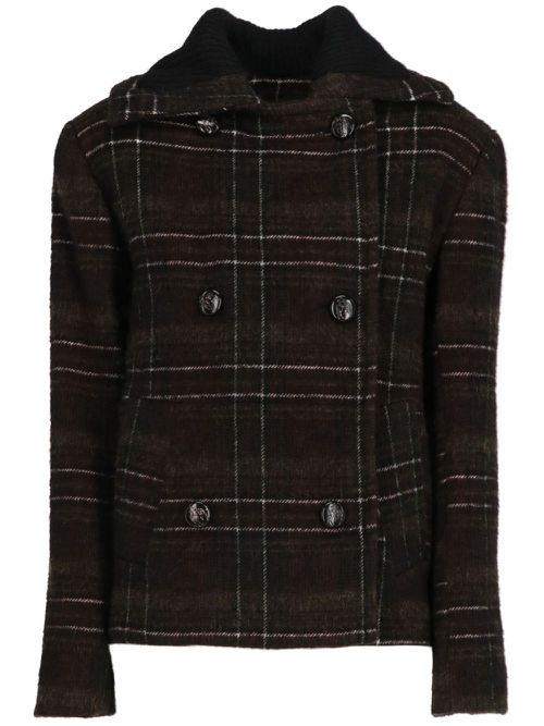 2017-2018 checked coat - Brown