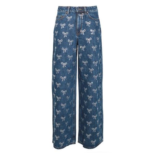 Self-Portrait Bow Embellished Denim Jeans