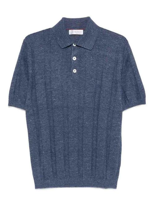 Linen And Cotton Wide Rib Knit Polo