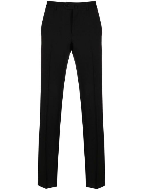 Virgin-wool mid-rise tapered trousers - Black