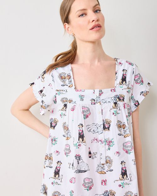 Organic Cotton Pintuck Nightgown in Fur Ever Yours | Women's XXS | White | Sleepwear
