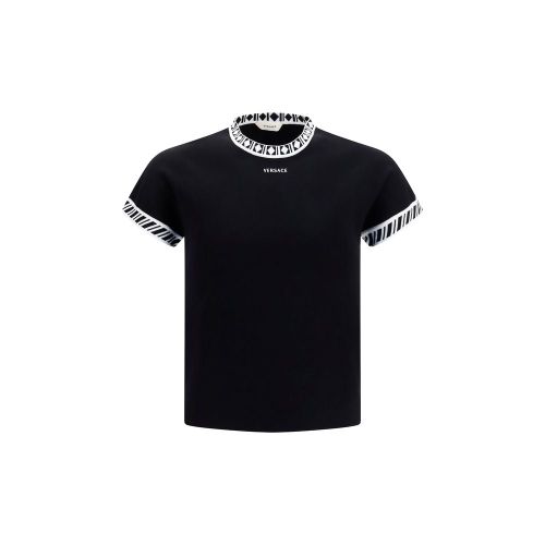 Graphic-Trimmed Cotton T-Shirt — Black