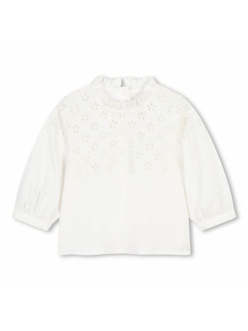 Ruffle-collar organic cotton sweatshirt - White