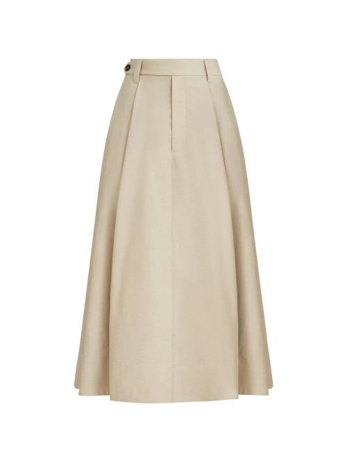 Techno Cotton Poplin Sartorial Skirt With Monili