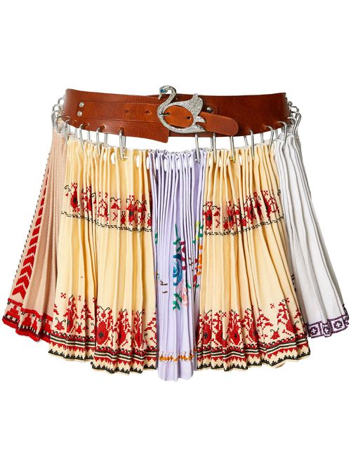 Kare carabiner pleated miniskirt - Yellow