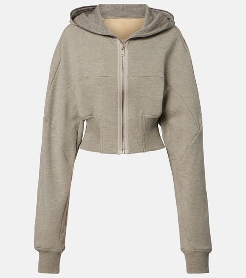 Cropped cotton-blend jersey hoodie