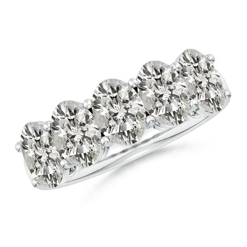 Angara 3.8 Carats Prong-Set Oval Diamond Five Stone Wedding Ring in 14K White Gold