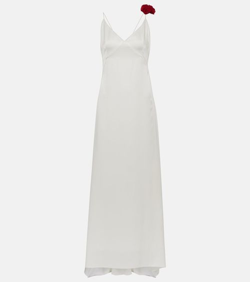 Rosette embellished slip gown