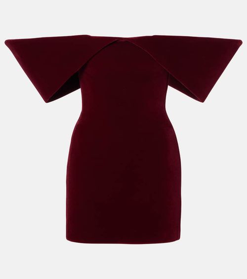 Off-shoulder velvet minidress