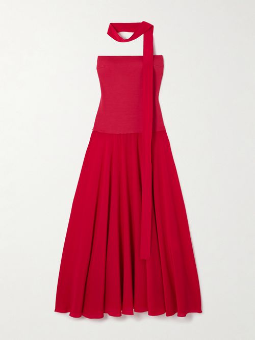 Illi Strapless Crepe And Silk-satin Maxi Dress And Tie - Red