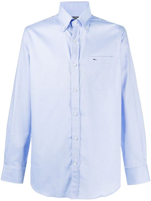 Long-sleeved patch pocket shirt - Blue