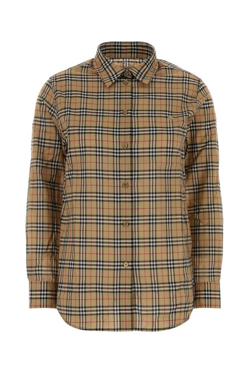 Checked Cotton Shirt — Beige