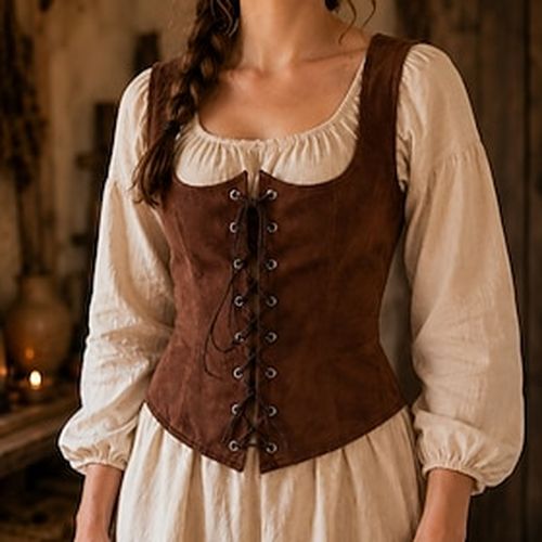 Retro Vintage Medieval Renaissance Corset Vest Bodice Witch Pirate Ranger Peasant Fancy Dress Fantasy Halloween Carnival Renaissance Fair LARP Adults Corset Sp
