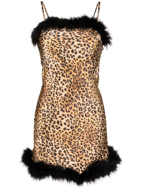 Hollywood leopard-print silk slip dress - Brown