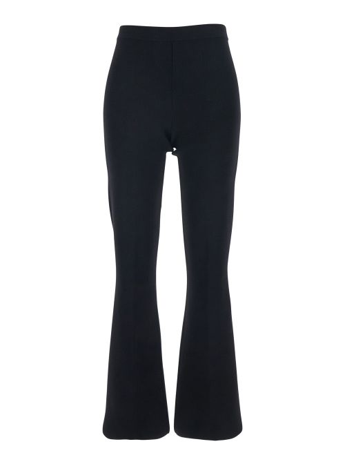 Ribbed Viscose Trousers — Black