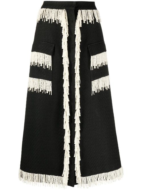 Victoria pearl-embellished tweed skirt - Black