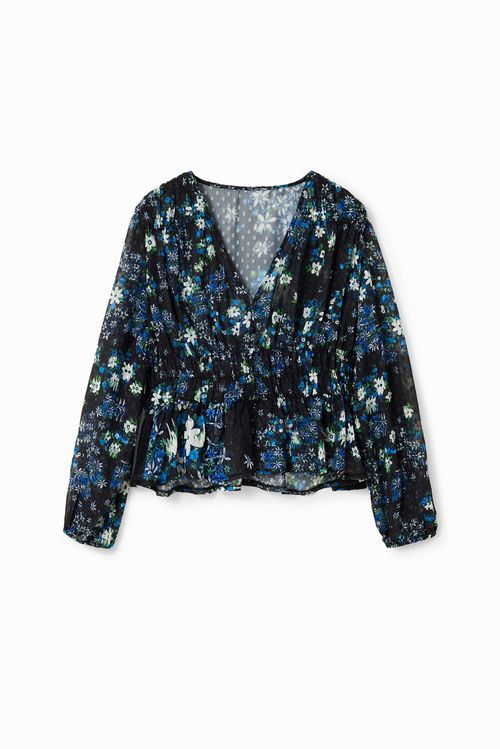 Floral plumetis blouse