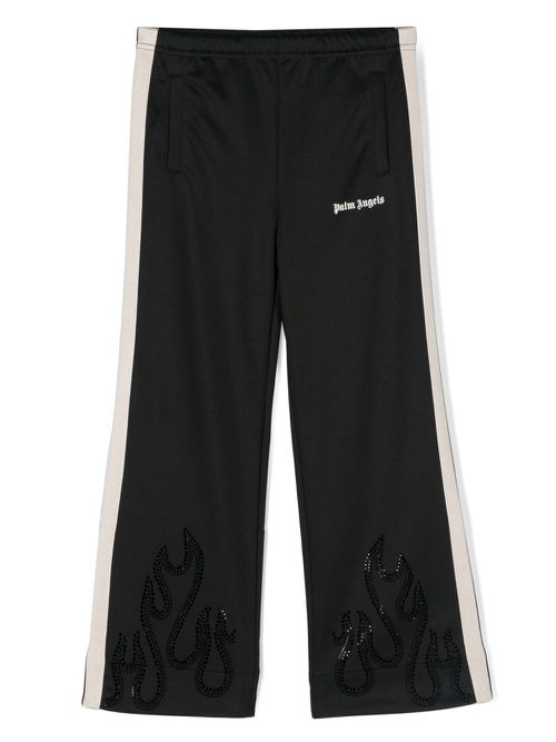 Flames strass-embellished track pants - Black