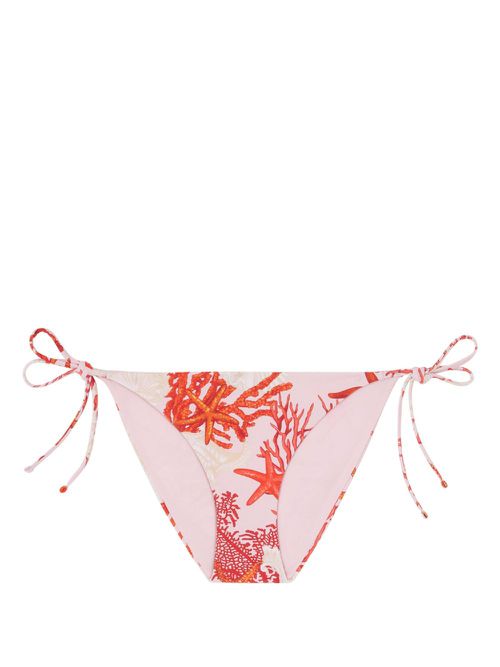 Sea motif print bikini bottoms - Red