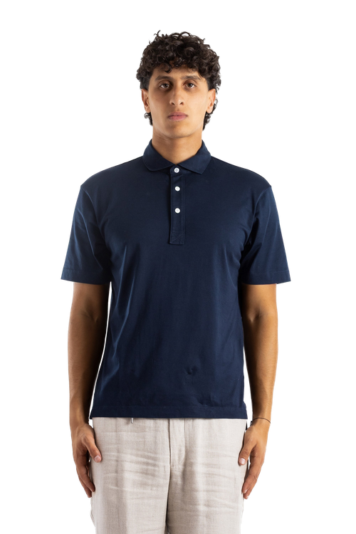 Pima Cotton Polo Shirt — Navy