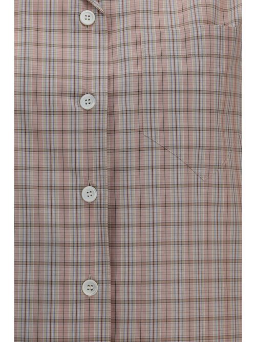 Small-Scale Check Cotton Shirt — Beige
