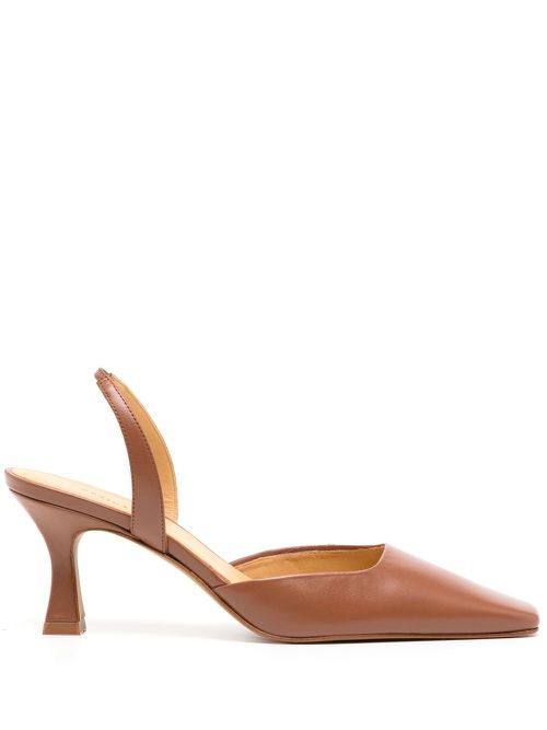 Square-toe 65mm slingback pumps - Brown