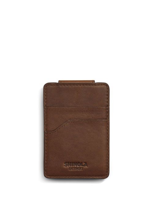 Money-clip leather wallet - Brown
