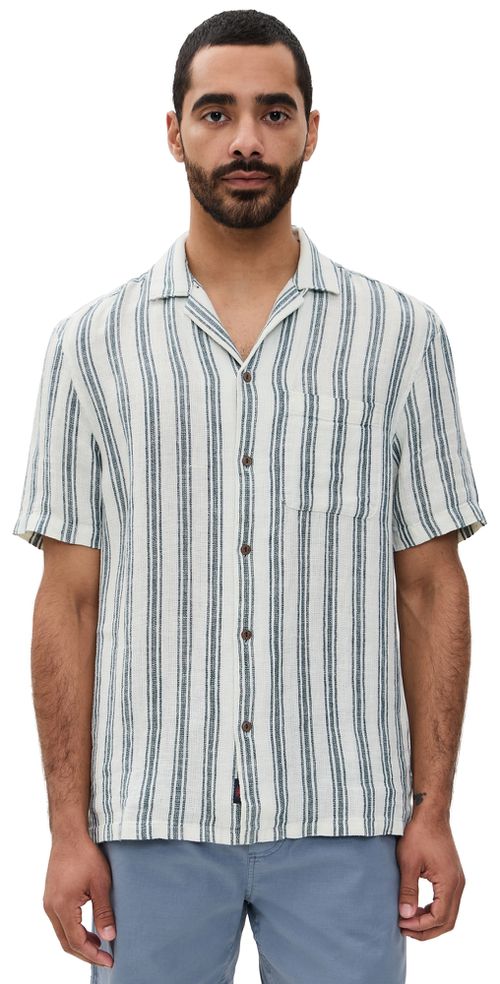 Faherty Palma Linen Camp Shirt Ryecroft Valley Stripe 