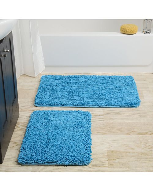 2Pc Memory Foam Shag Bath Mat
