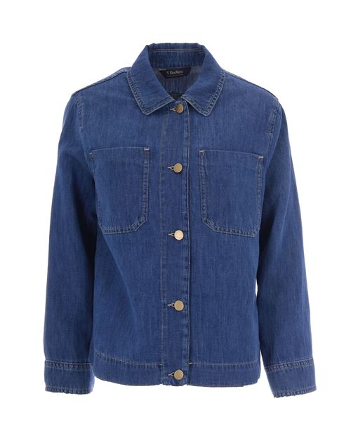 Cotton-Linen Denim Jacket — Blue