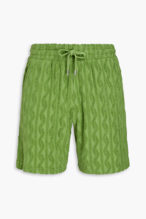 Augusto cotton, Lyocell and linen-blend terry-jacquard drawstring shorts - Green - XL