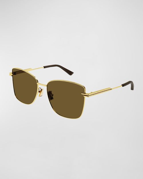 Engraved Logo Square Metal Sunglasses