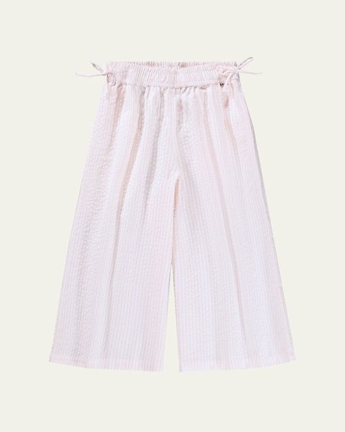 Girl's Aurora Striped Wide-Leg Cotton Pants