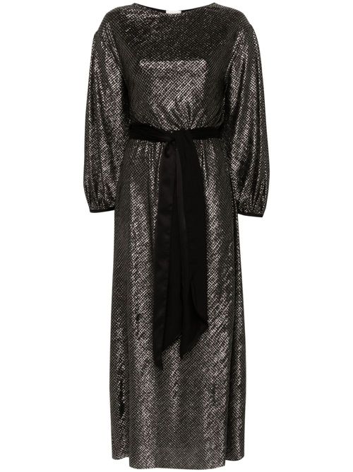 Houndstooth-pattern maxi dress - Black