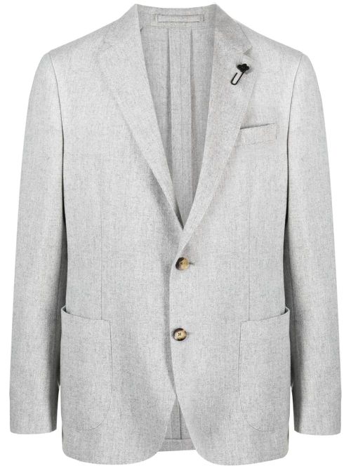 Single-breasted wool-blend blazer - Grey