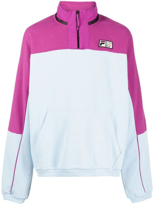 Logo-patch half-zip sweater - Blue