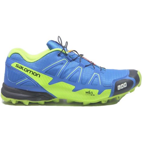 SALOMON S-LAB Mens Trail Running Trainers Blue & Lime Synthetic Lightweight