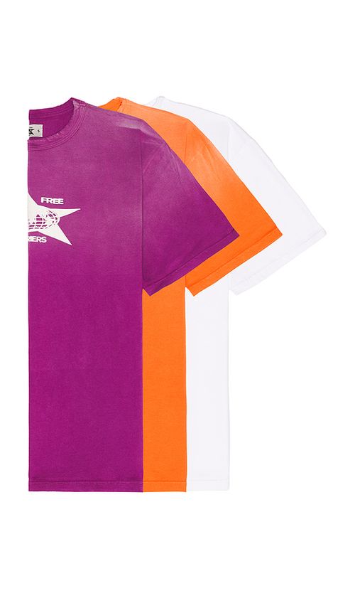 Barriers Worldwide 3-Pack Logo T-Shirts in Purple Orange & White. XL/1X also in S