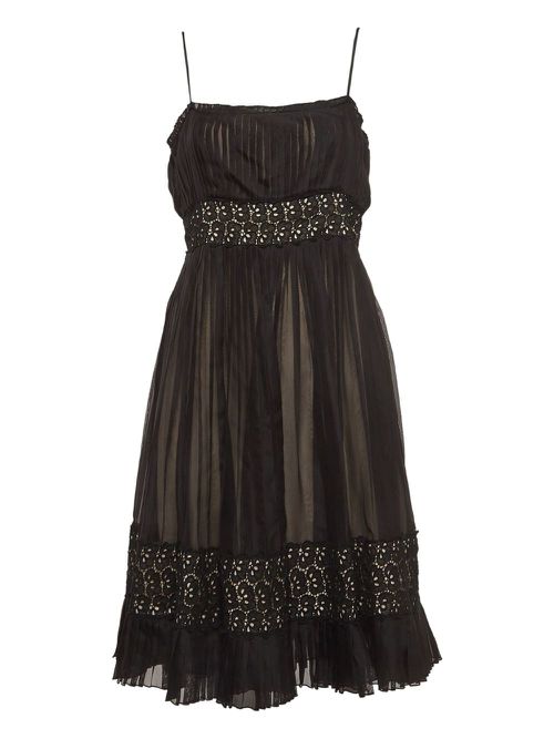 Pre-owned pleated mini dress - Black