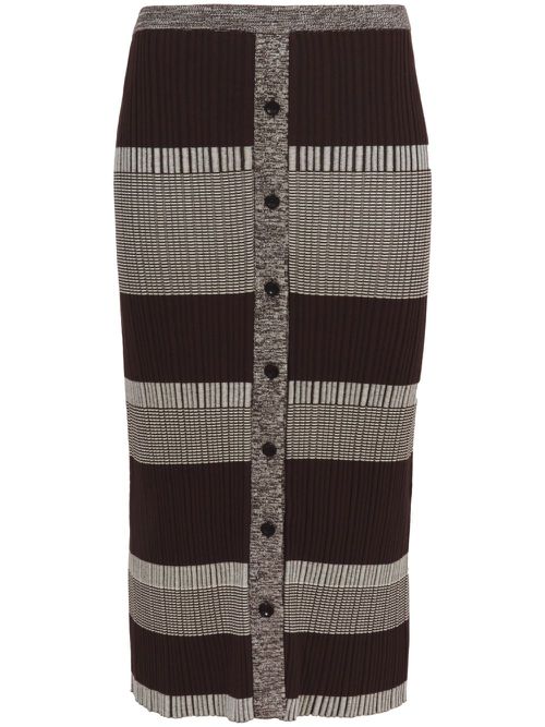 Striped midi skirt - Brown