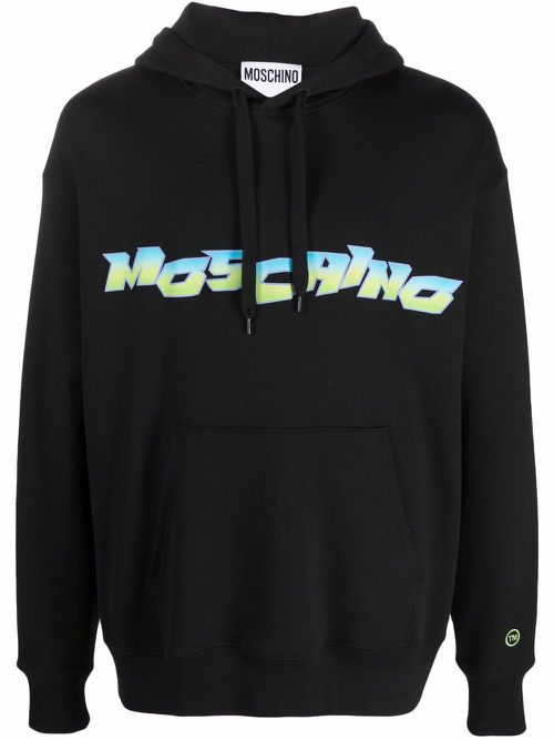 Logo-print pullover hoodie - Black