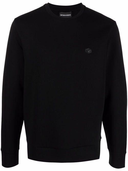 Logo-patch crew-neck sweatshirt - Black