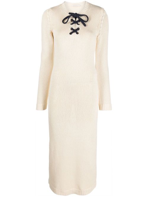 High Tide lace-up knitted dress - Neutrals