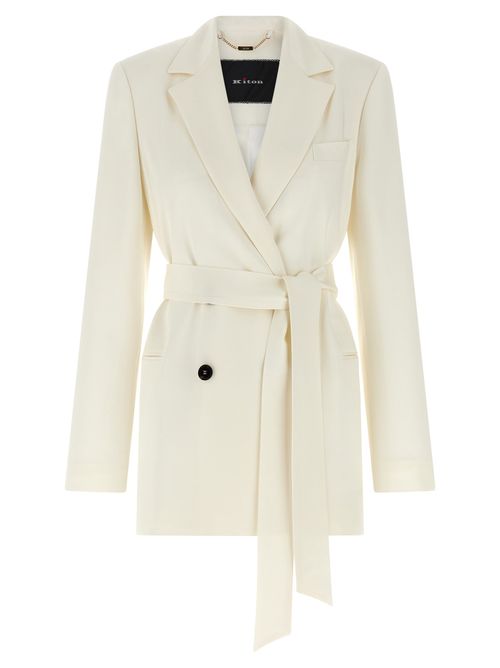 Silk Double-Breasted Blazer — White