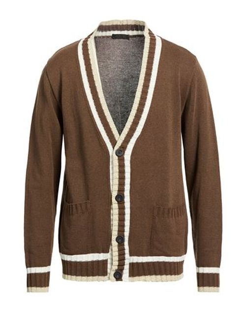 Man Cardigan Brown Size XL Cotton, Acrylic