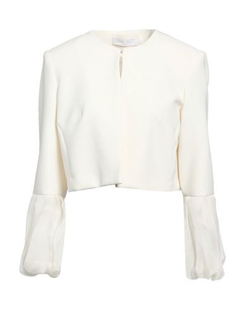 Woman Jacket White Size 12 Polyester, Elastane