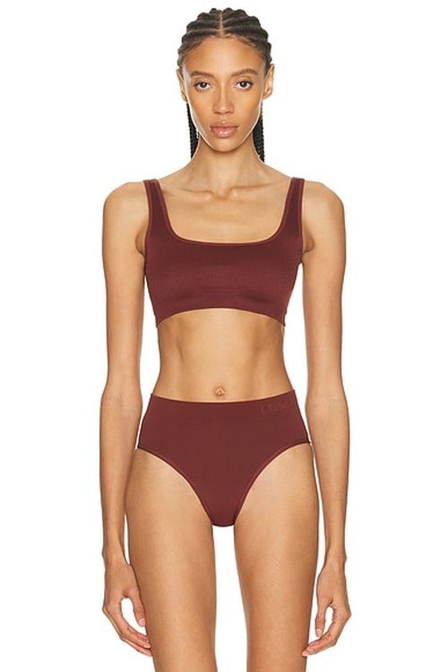 LDMA High Sculpt Ribbed Bra in Crimson - Burgundy. L also in XS