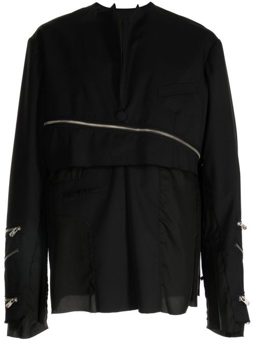 Zip-detail panelled sweatshirt - Black