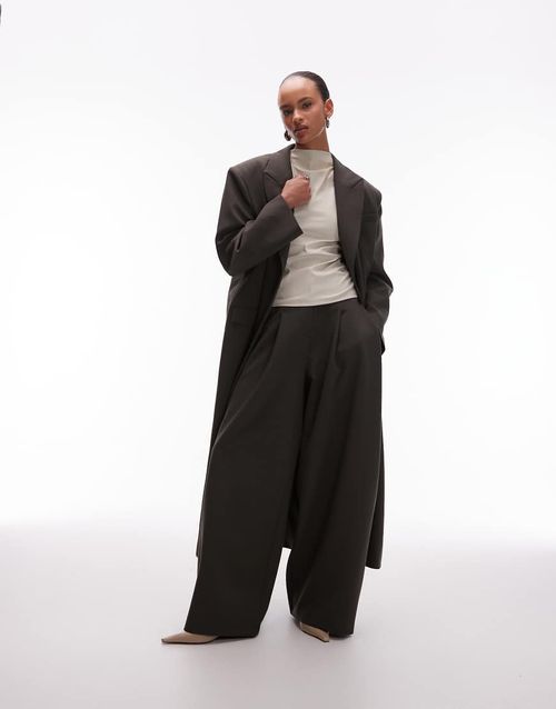 Oversized manzy maxi blazer in olive-Green