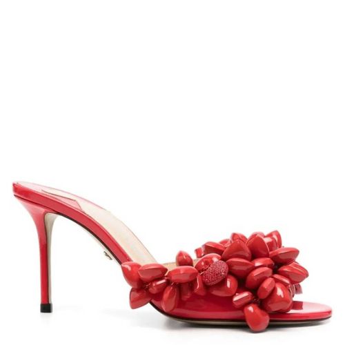 Red Puffy Heart Mules